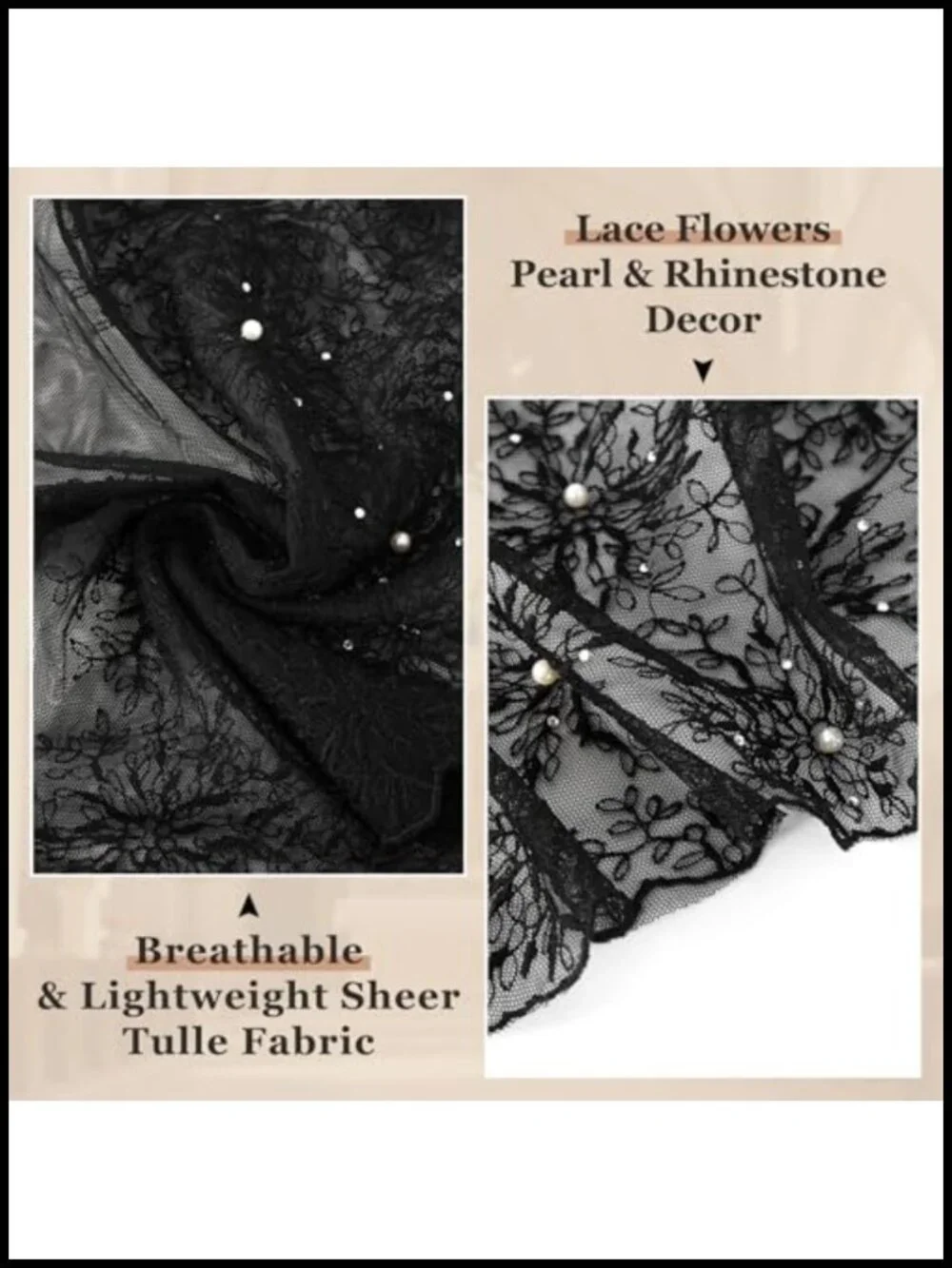 Long Lace Pearl Veil Scarf Wrap Shawl for Church Wedding Prayer